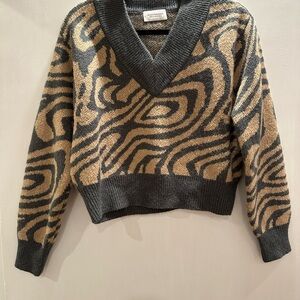 Scotch & Soda Cropped V-Neck Alpaca Blend Sweater